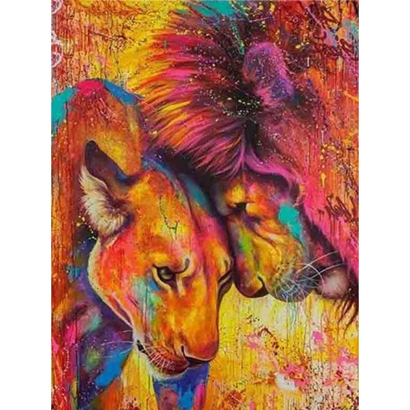 Diamond Craft Painting Diy Rhinestones Diamond Embroidery Lion Couple Diamond Art Wall Arts Decor 20X30CM