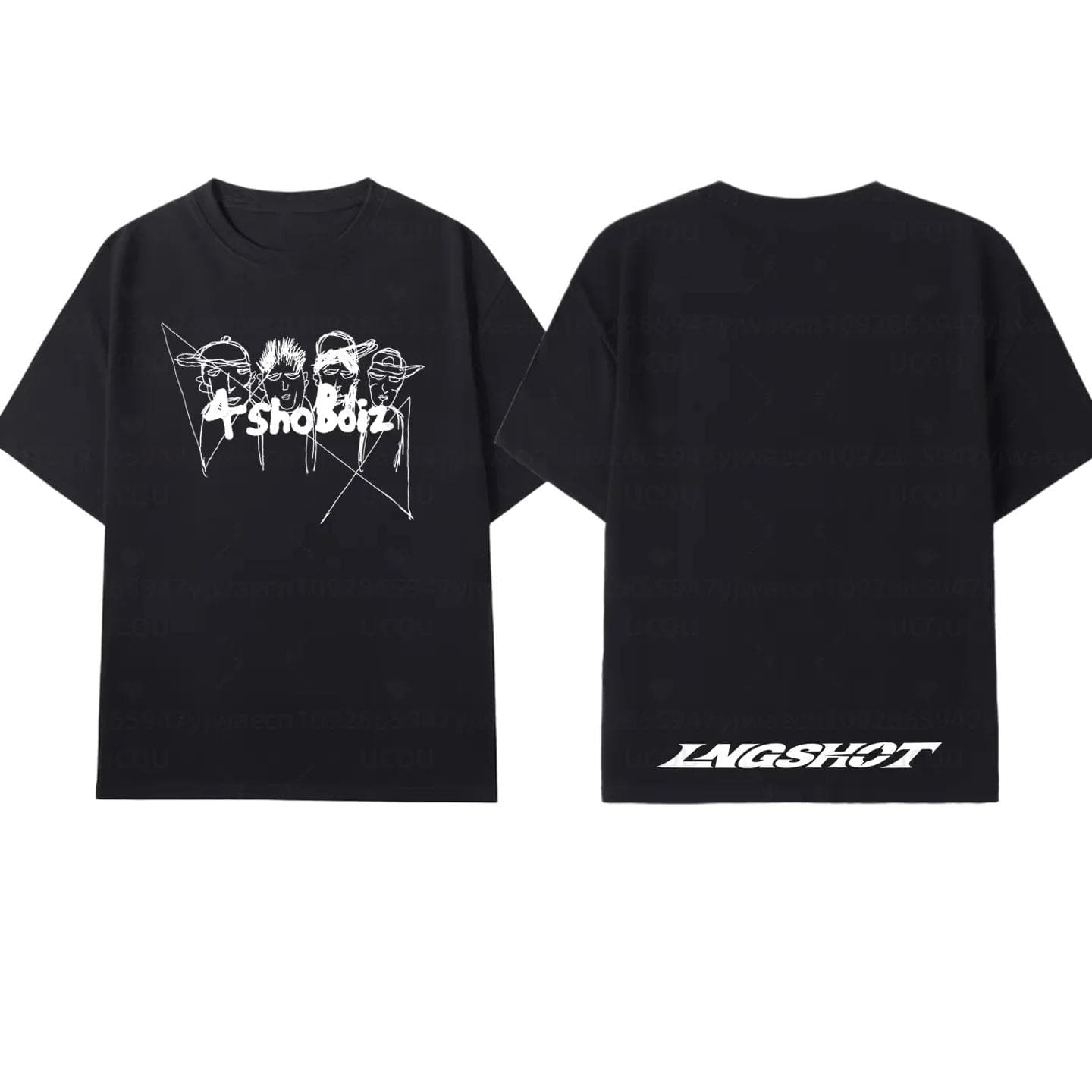 Men's Women's LNGSHOT Kpop Fashion Jay Park Same T-shirt High Quality Short Sleeve Tshirt Hip Hop Trend Plus Size Tops Unisex M