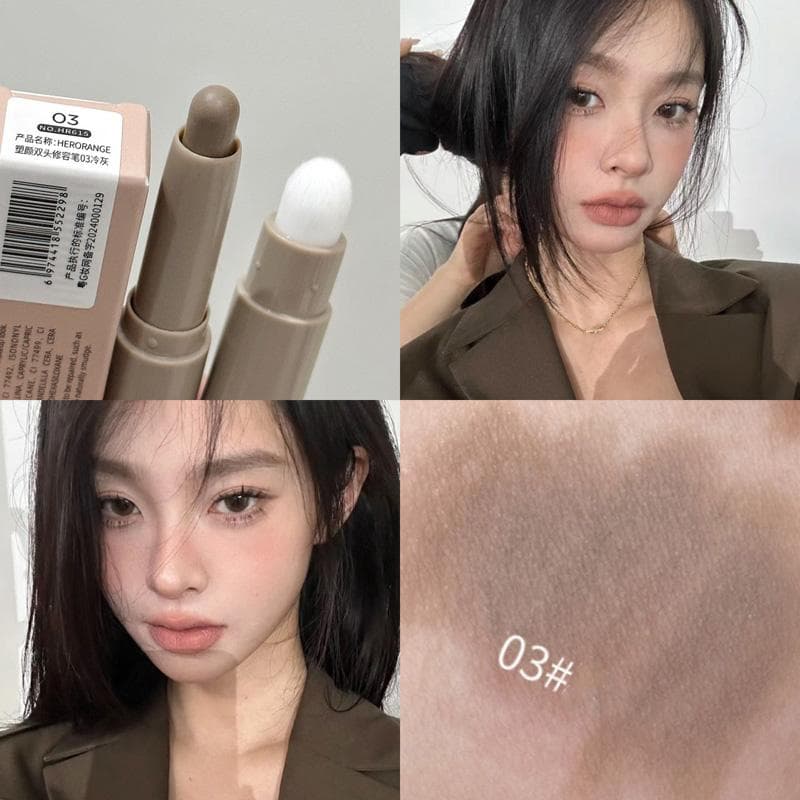 Nose Shadow Bronzer Contouring Makeup Pen Natural Grey Brown Face Matte Shadow Contour Stick With Brush grey