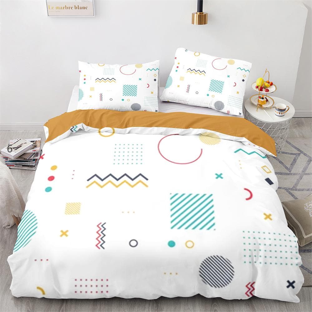 Geometry Graphics Duvet Cover Set King Queen Twin Size for Teens Adults Bedding Set Polyester Comforter Cover with Pillowcase EU single(135x200cm)