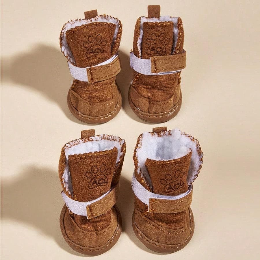 4pcs/Set Lamb Wool Pet Shoes, Suitable for Small/Medium Pets, Warm, Fashionable, Anti-Slip XL