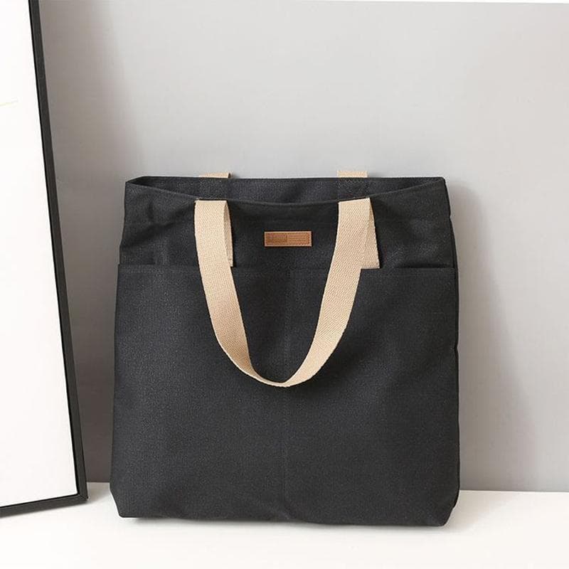 Women Tote Bag Solid Color Designer Ladies Casual Handbag Shoulder Bag Large Capacity black