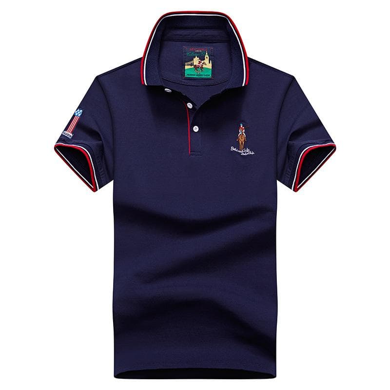 Summer Men 'S Lapel Short Sleeve T -Shirt Polo Shirt Pure Color T -Shirt XXXL blue