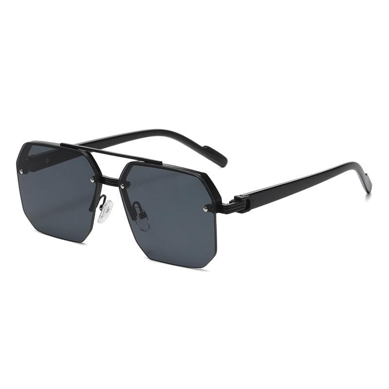 Men Metal Sunglasses Square Half Frame Rice Nails Casual Trendy Retro Fashion Outdoor Sports Eyewear for Men