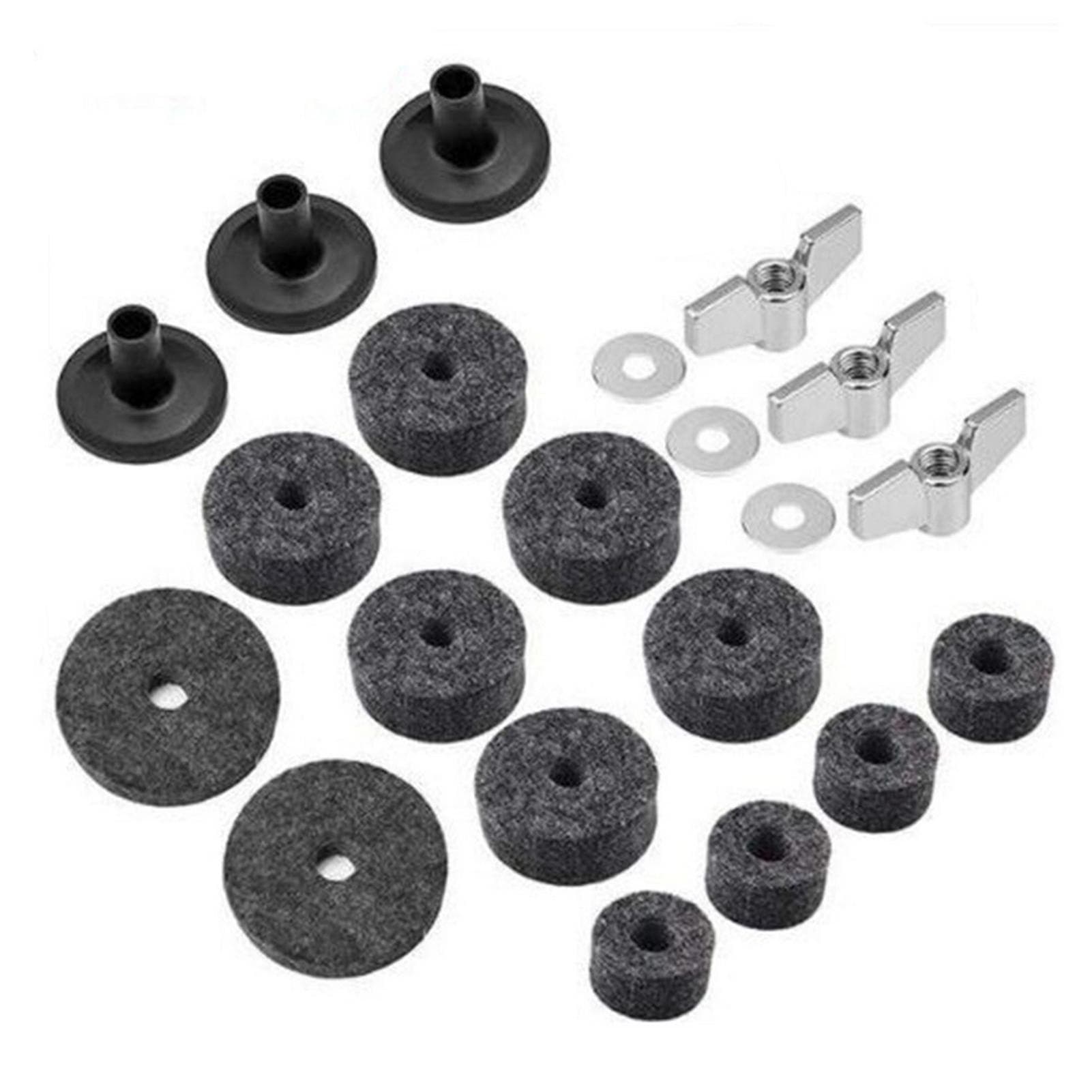 21Pcs Cymbal Accessories Cymbal Stand Sleeves Cymbal Felts with Cymbal Washer & Base Wing Nuts for 21Pcs grey
