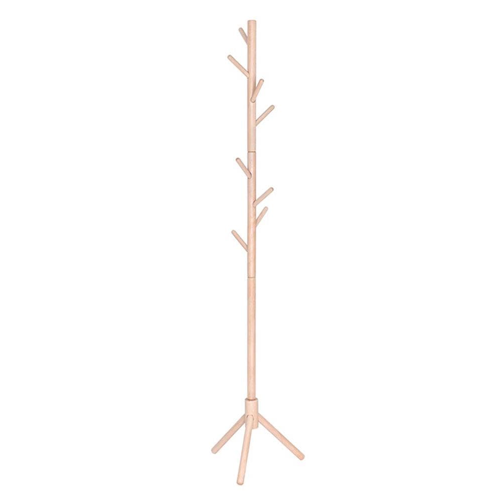 Coat Rack Sturdy Natural Bamboo Adjustable Floor Standing Bag Hats Hanger with 8 Hooks for Home/Bedroom/Office/Hallway/Entryway 1.75M khaki