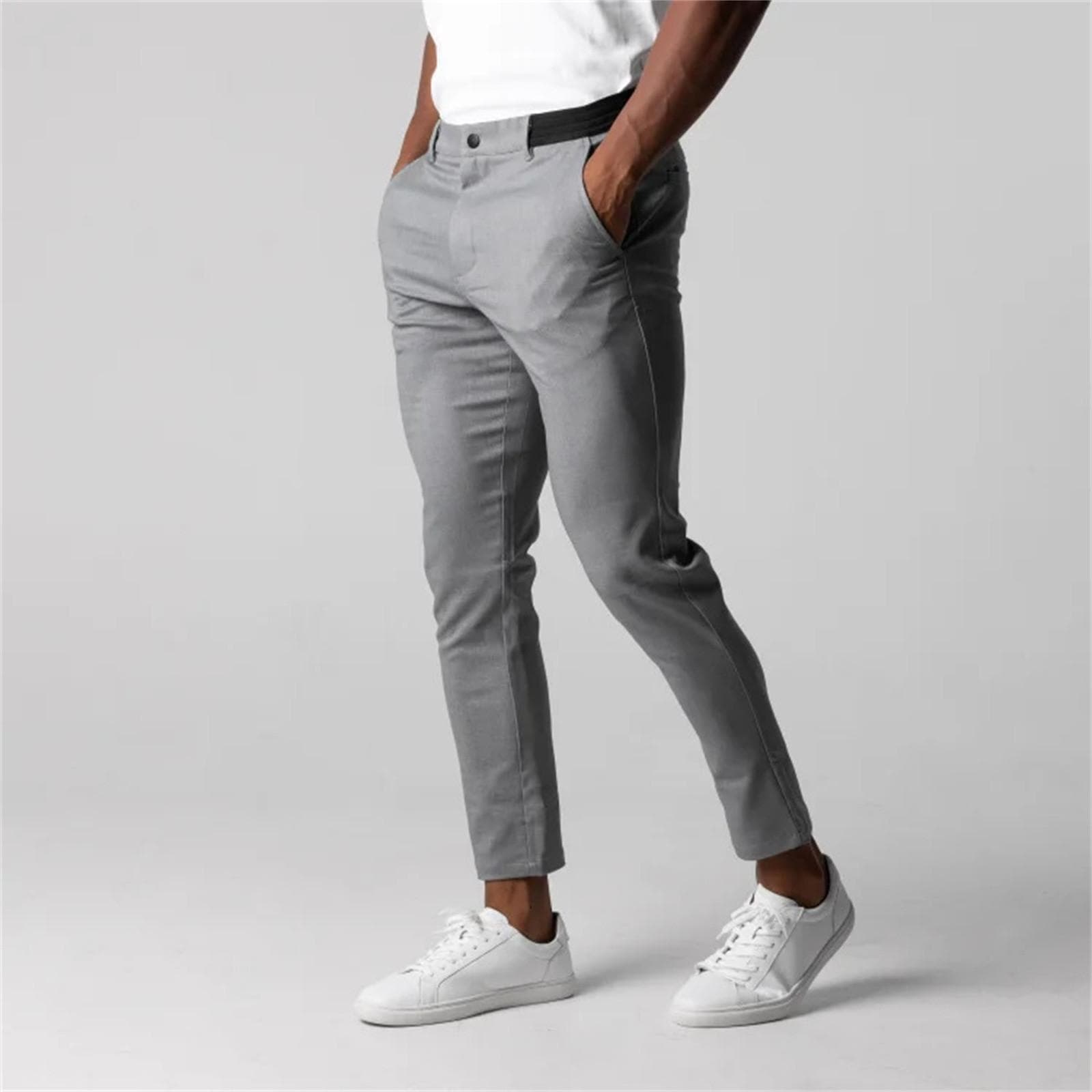 Men's Active Chino Regular Fit Trousers A Wardrobe For Discerning Gentlemen Casual Wear Trousers GYXS gray