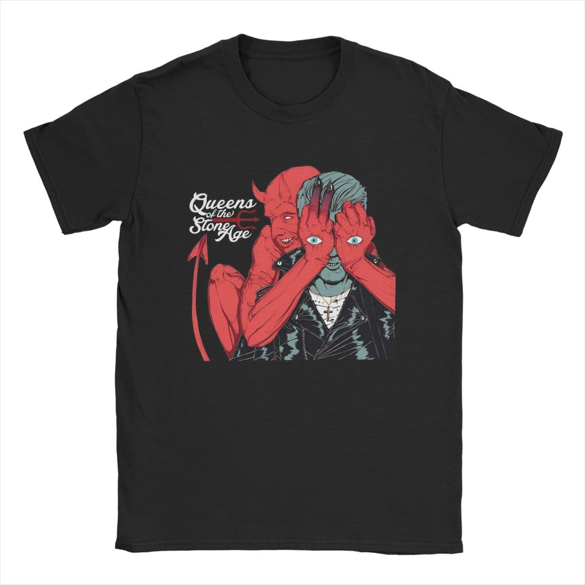 Men Queens Of The Stone Age Band T Shirts Cotton Clothes Vintage Short Sleeve O Neck Tee Shirt Plus Size T-Shirts S black