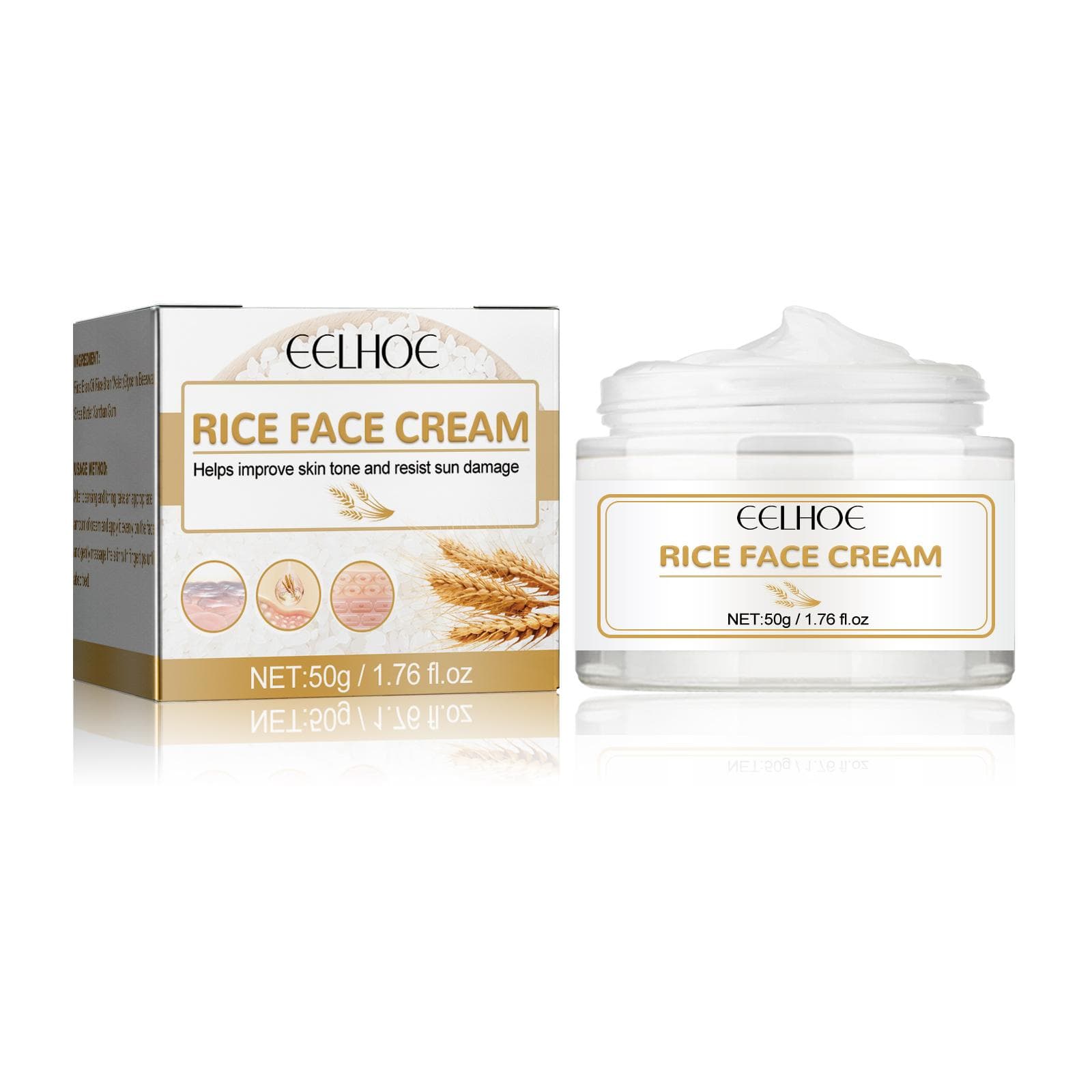 Rice Face Cream Facial Firming Cream Diminish Fine Lines Improve Pigmentation Control Oil Hydrate&Moisturize Facial Care Product 50g