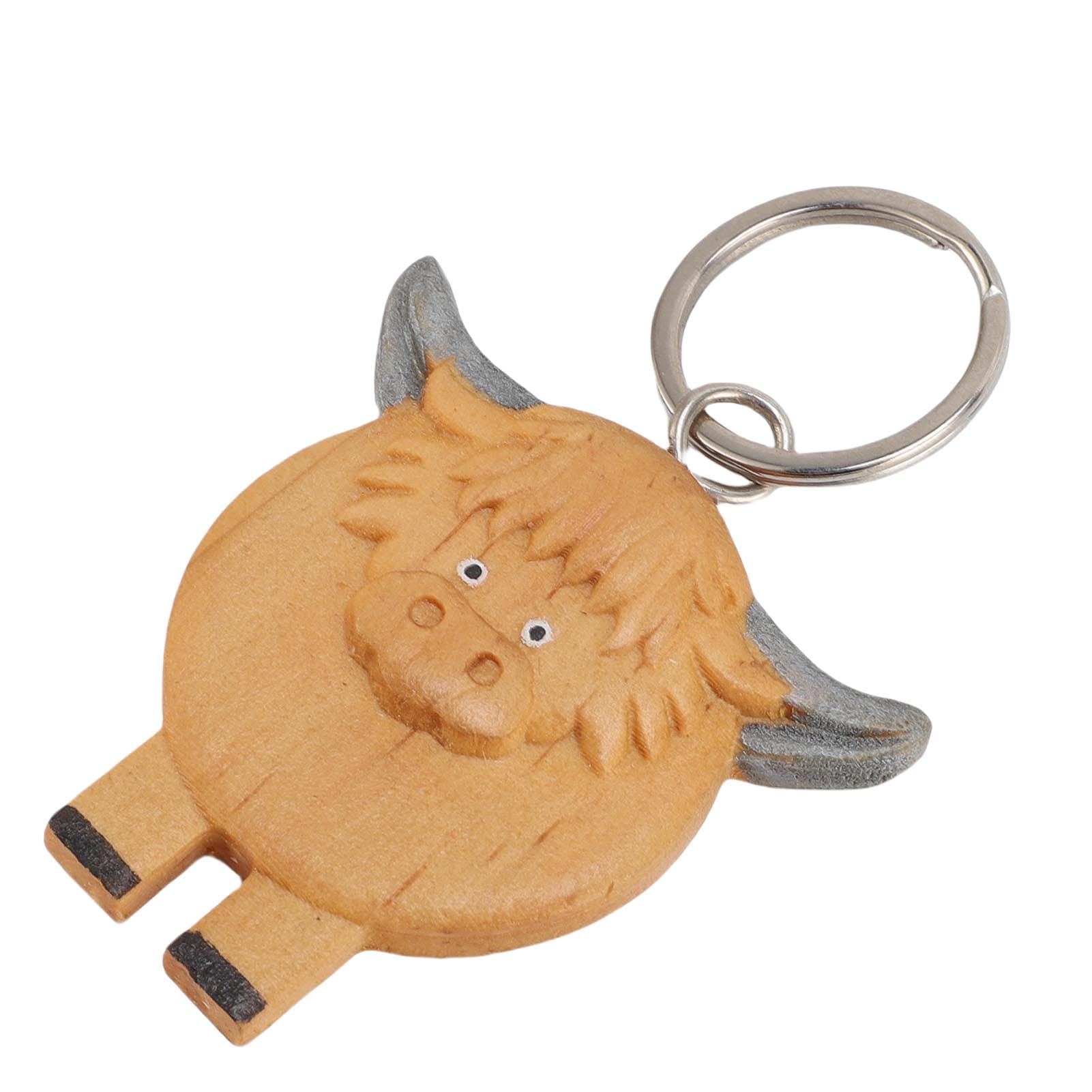 Highland Cow Keychain Wooden Animal Pendant Key Ring for Wallet Backpack Handbag Holiday Present