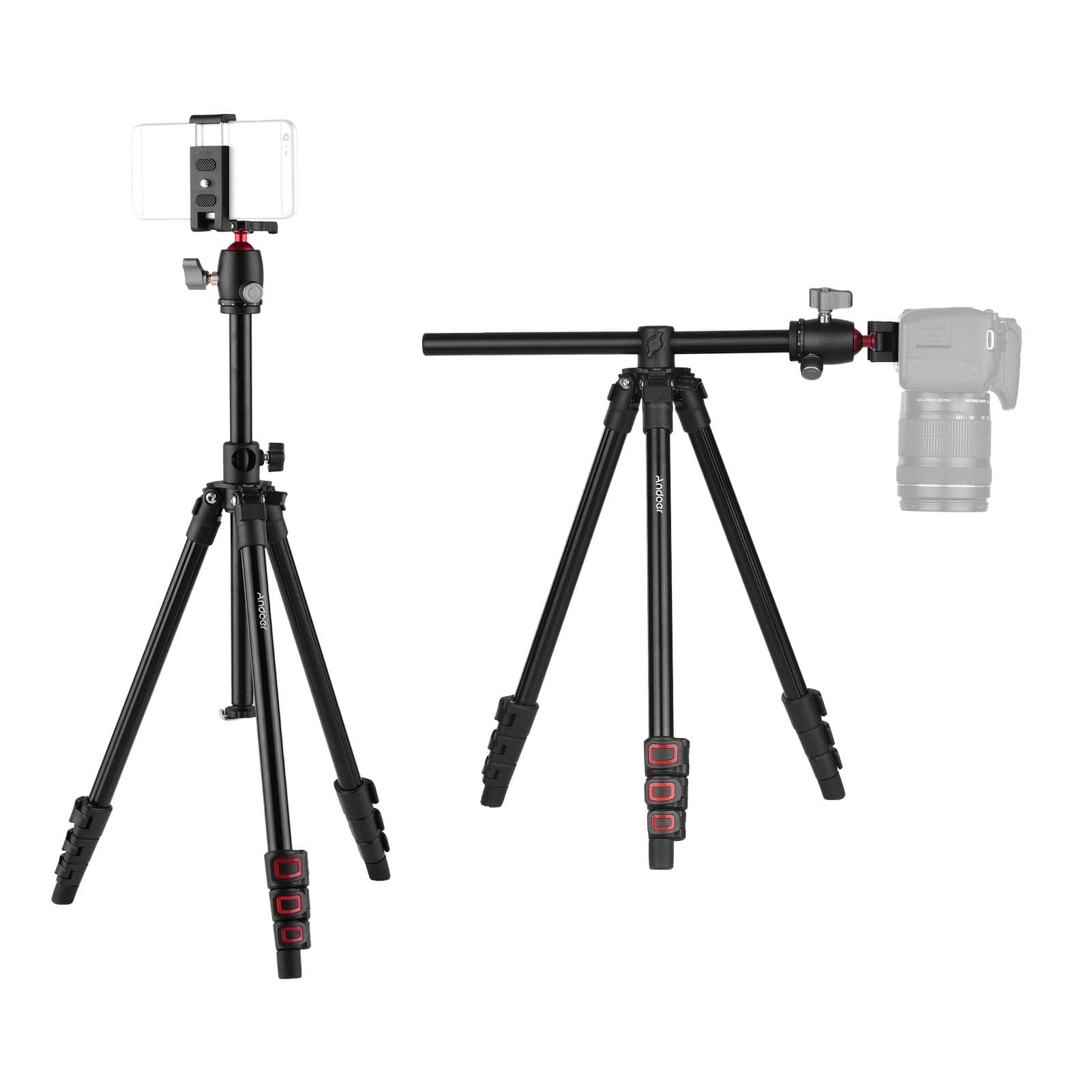 Andoer Q160H Portable Camera Tripod Horizontal Mount Professional Travel Tripod with 360 degrees Panoramic