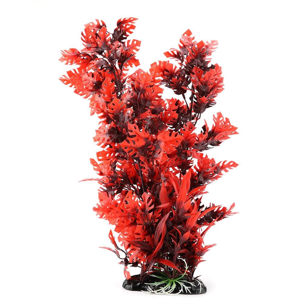 Plastic Vivid Artificial Water Plant Ornament for Aquarium Underwater Fish Tank Garden Red