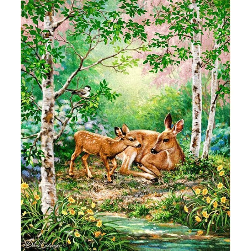 Needlework Green Forest & Deers Diy Diamond Painting 3D Handmake Decorative Painting Cross Stitch 20X30CM
