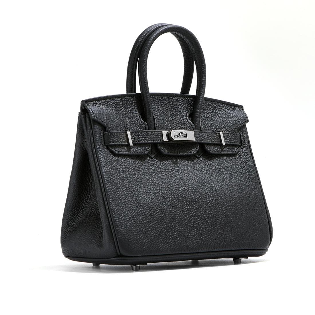 Head Layer Cowhide Platinum Bag Genuine Leather Women's Bag Large Capacity Handbag Women's High-end Sense Commuting Shoulder Cross Shoulder Bag 20CM black/silver