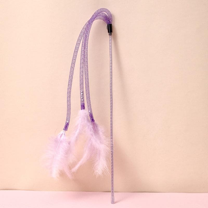 Cat Toy Feather Toys For Cats Playing Stick Bite Resistant Cat Toys Interactive Funny Cats Toy Pet Products purple
