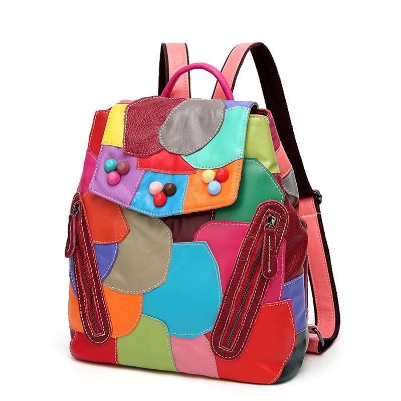 Spring Sheepskin Women's Bag Splicing Color Backpacks Fashion Leisure Travel Color Backpack