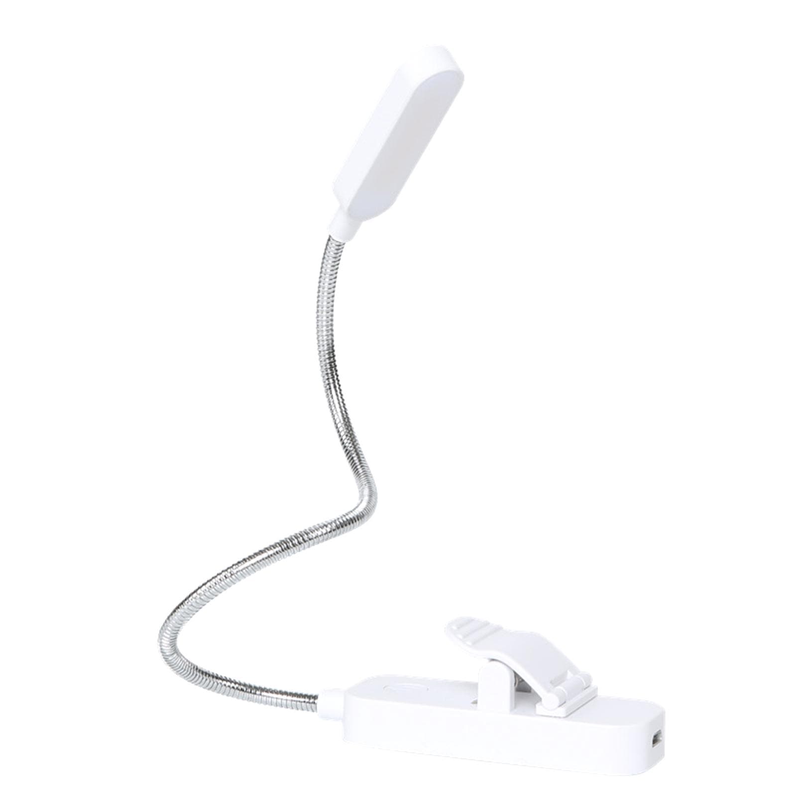 Led Flexible Clip on Book Light Eye-Caring Bookmark Reading Lamp USB Rechargeable Stepless Dimming Type 1  (8 Leds ) white