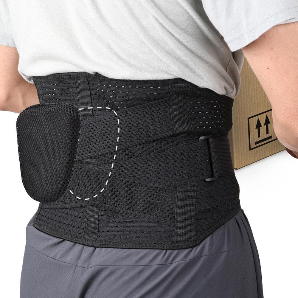 1Pcs Lumbar Back Brace Immediate Lower Back Pain Relief, Dual Adjustable Support Straps for Men Women for Work, for Sciatica S black