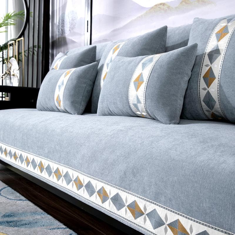New Chinese Non-slip Sofa Cover Solid Color Leather Sofa Cushion Modern Four Season Universal Living Room Sofa Protection Cover 70x70cm 1pcs