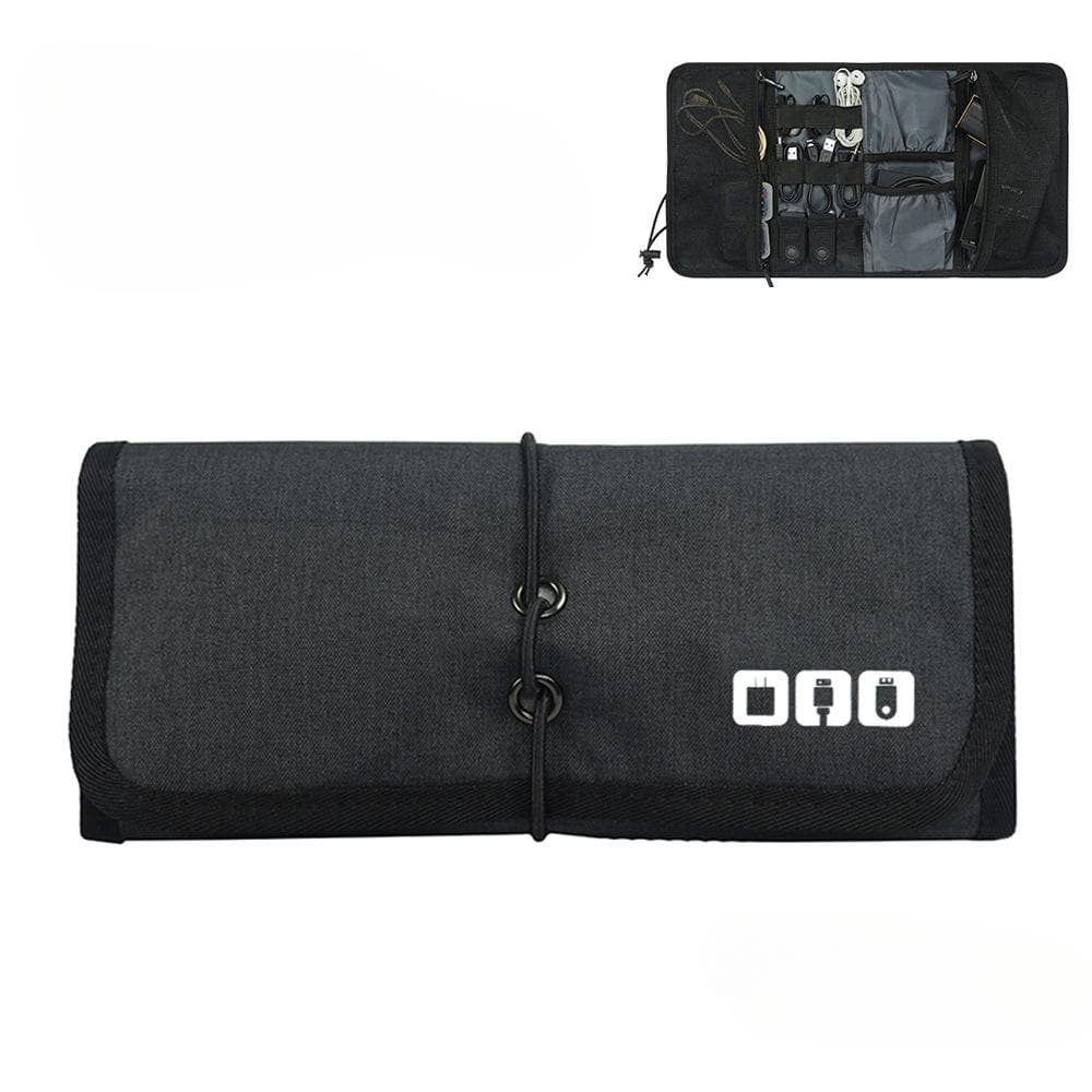 Large Capacity Digital Storage Bag Travel Equipment Storage Bag Headphone Cable Mobile Phone Charger Folding And Organizing Bag black