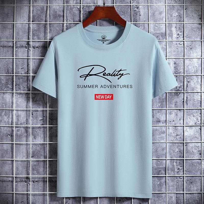 QICED Cotton Short Sleeve T-shirt Men's Fashion Loose Half Sleeve Shirt Printed Compassionate Shirt XXXL