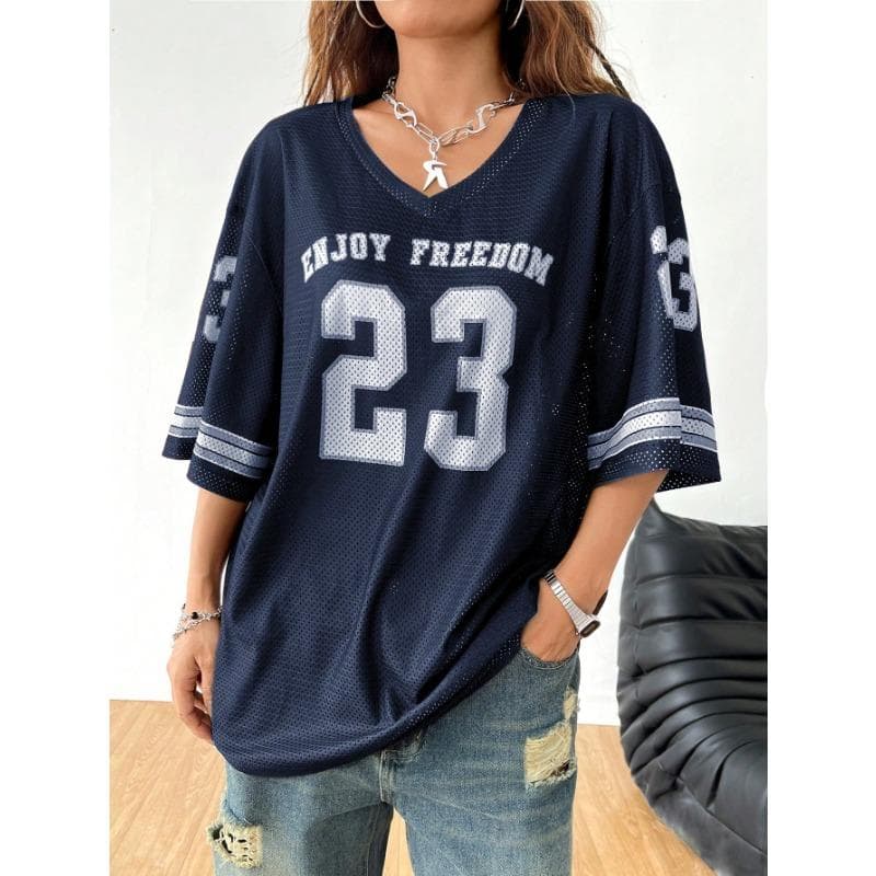 Women Los Angeles jerseys Coolane Summer Drop Shoulder Oversized Football Jersey Tee With Letter Print Couple Same Style 4XL