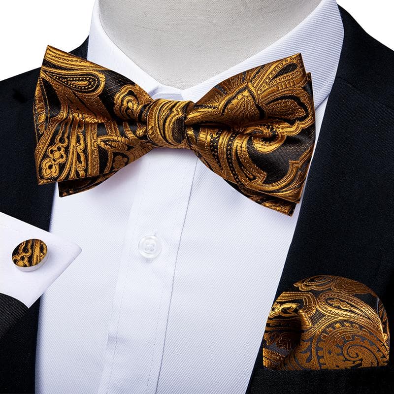 DiBanGu Classic Pre-tied Bow Tie Set for Men Silk Purple Adjustable Hanky Cufflinks Set for Wedding Formal Suit 0176