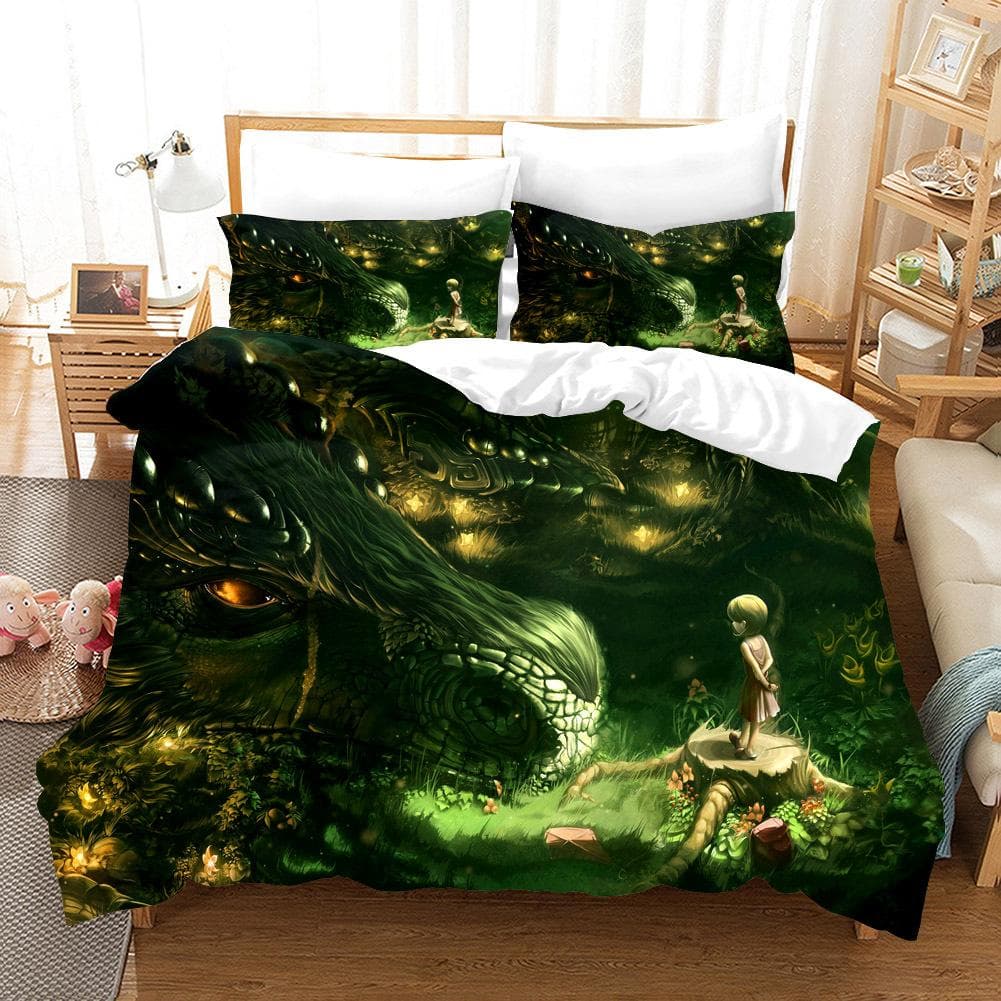 3D Dragon Themed Household Bedding Set Chinoiserie Style Quilt Cover Pillowcase 2/3 Pieces AU180 * 210 Full Size Decorative Quilt Cover AU Super King 240x270cm