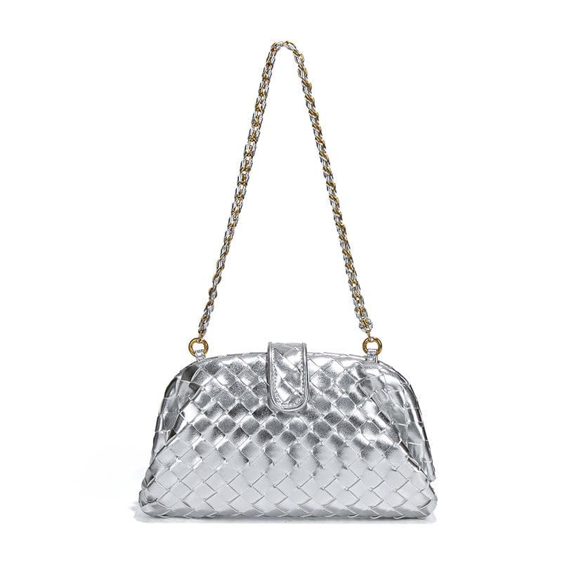Woven Bag, Clutch Bag, Personalized Cloud Bag, Fashionable Single-shoulder Crossbody Women's Bag, Chain Clip Shell Bag