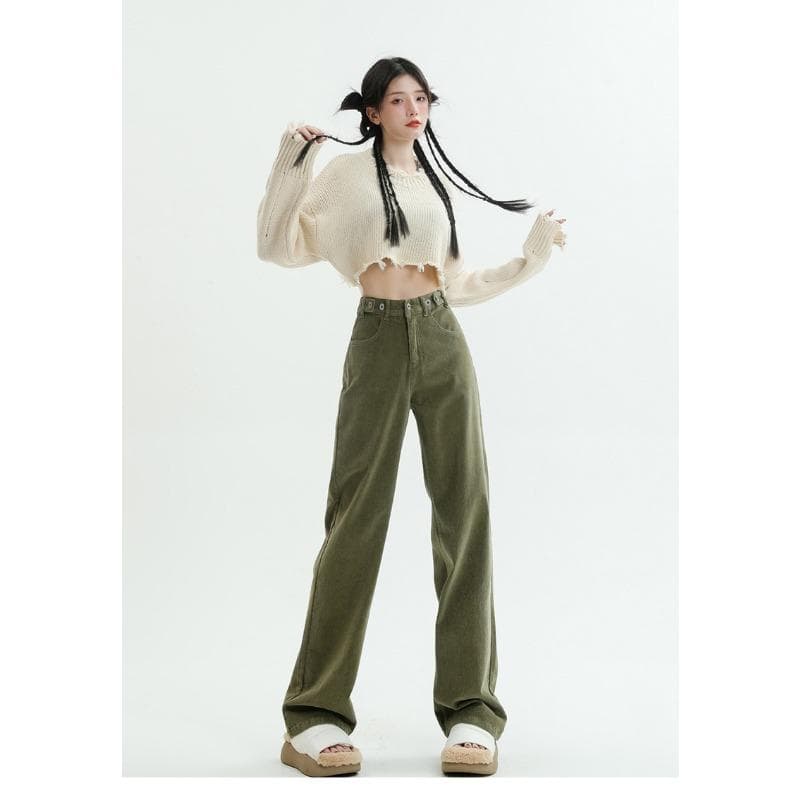 Wide-leg Pants for Women Spring Retro High Waist Trousers High Waist Loose Casual Pants for Women Spring Floor Straight Pants for Women Spring XL