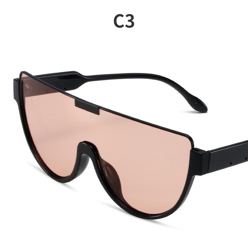 New futuristic technology half-frame glasses fashion metal texture wear ladies sunglasses fashion catwalk skiing mens sunglasses.