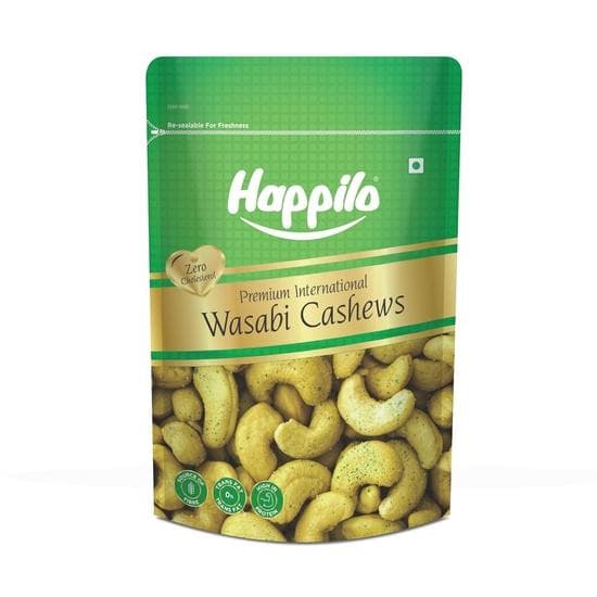Happilo Premium International Wasabi Cashew 160g, Crunchy Texture, Rich in Fiber, Protein, Healthy Snacks