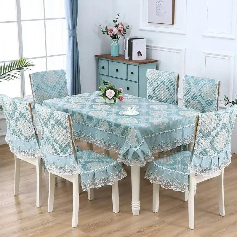Lace Skirt Hem Chair Cover European Style Dining Table Cloth Cushion Flat Printed Tablecloth Fabric Art Stool Cover Cloth 130x180cm