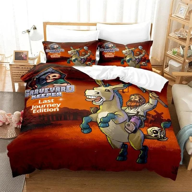 Game Graveyard Keeper Bedding Set,Duvet Cover Comforter Bed Set Quilt Cover Pillowcase,King Queen Twin Size Boys Girls Adultse 70x133cm 2pcs