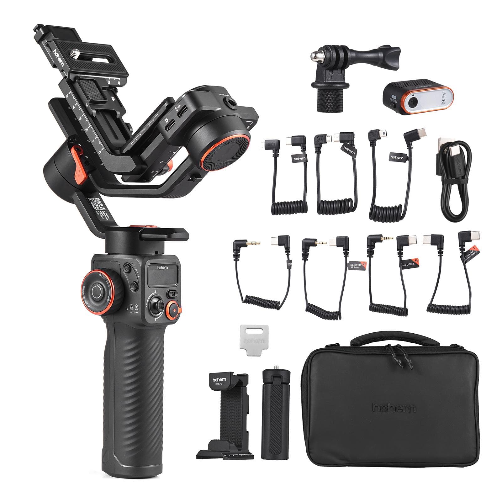 hohem iSteady MT2 Kit 3-Axis Camera Stabilizer Gimbal Stabilizer for Smartphone 1.2kg/2.64lbs with AI Vision Sensor & Fill Light Module black