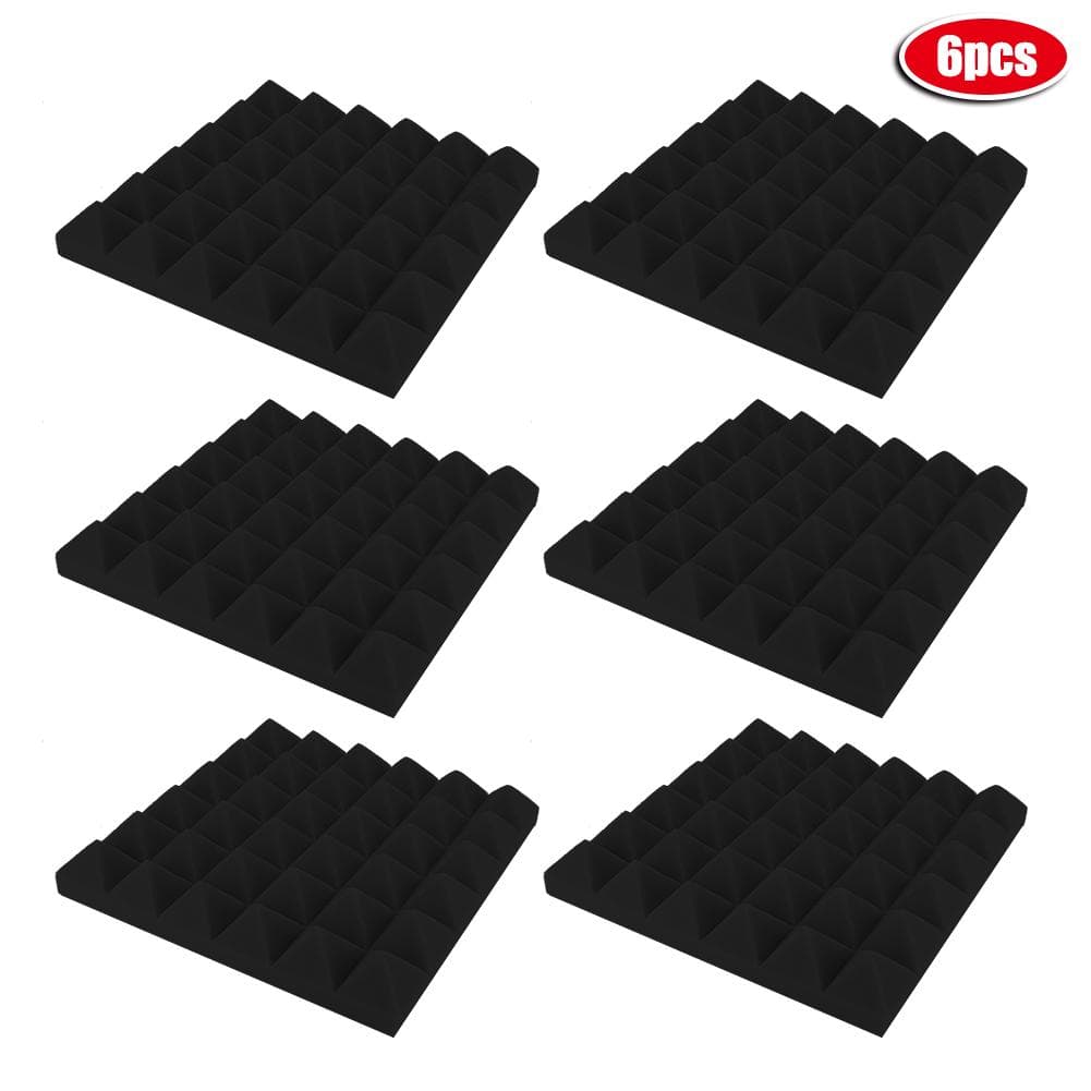 6Pcs Pyramid Shape Sound Absorbing Foam Acoustic Panels Soundproofing Foam for Piano Room