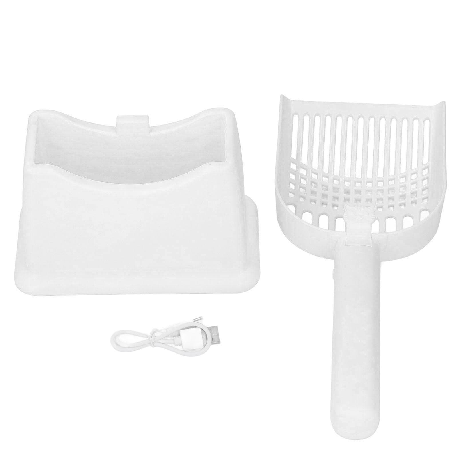 Electric Cat Litter Scoop Strong Vibrating Rechargeable Quiet Operating Portable Cordless Cat white