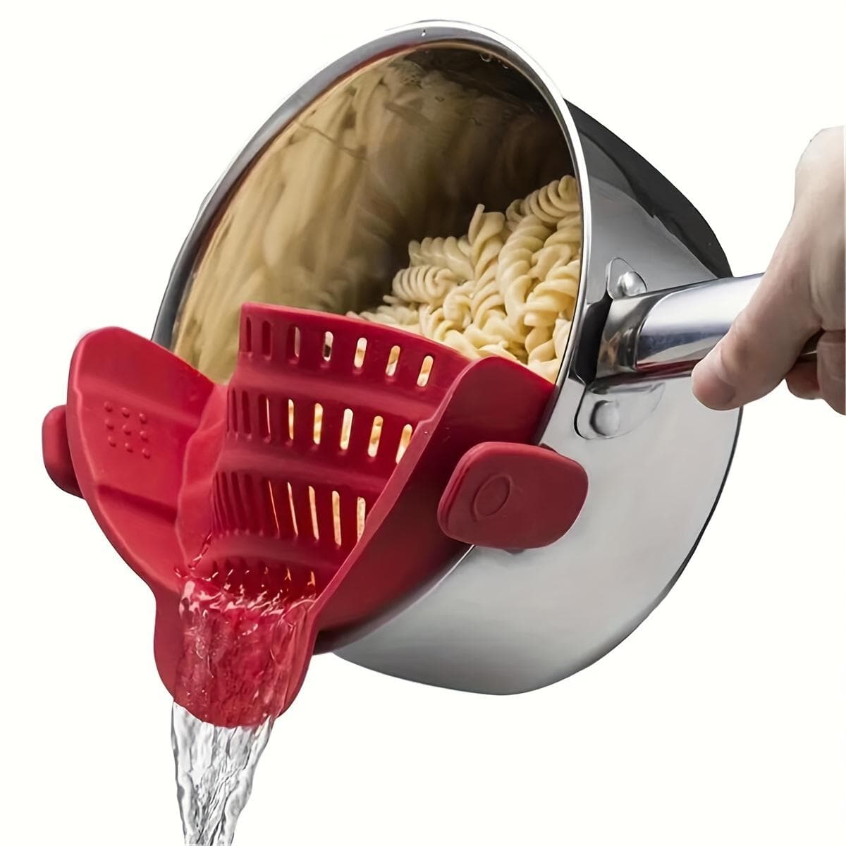 Silicone Food Strainer Clip On Strainers for Pot Pan Bowl Anti-spill Pasta Pot Adjustable Filter Food Grade Rice Fruit Strainer red