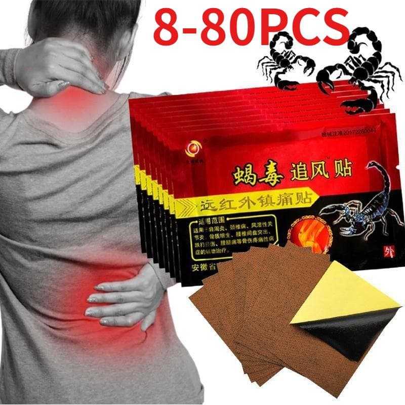 Chinese Scorpion Pain Relief Plaster for Shoulder Neck Back Knee Joint Muscle Pain Relief Health Care 1Bag - 8Pcs