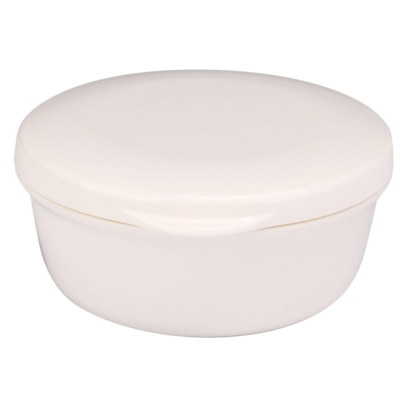 Compact Round Shape Soap Box Case Dish Container Holder with Draining Plate Cover for Travel white