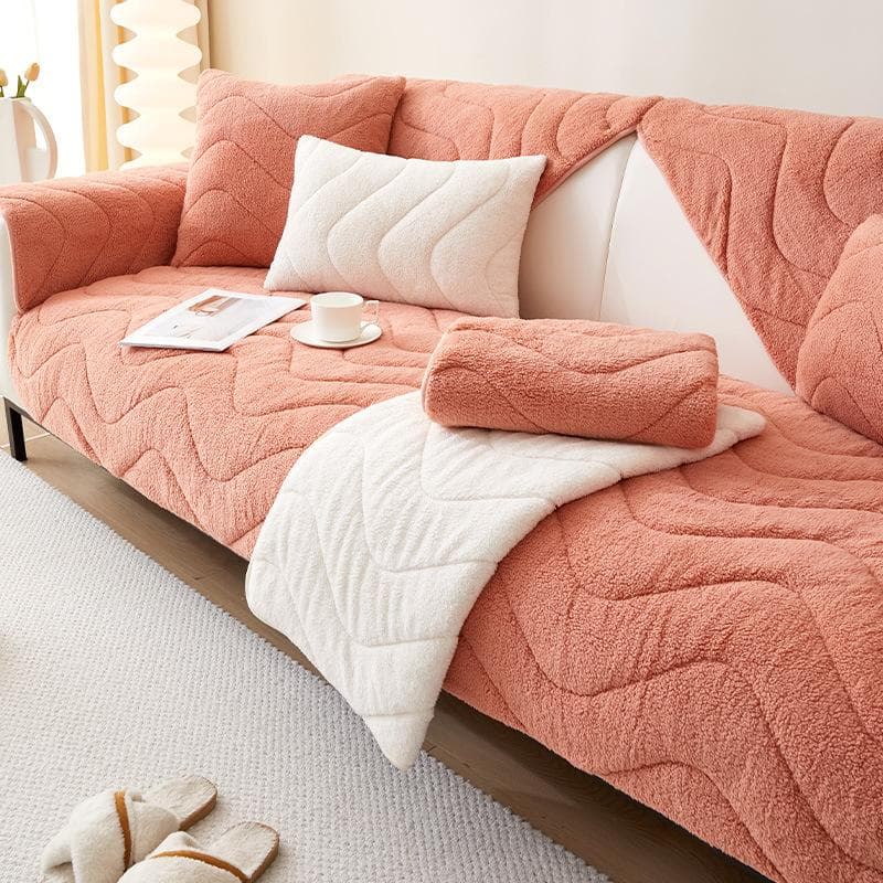 Nordic Quilting Wave Sofa Cover for Living Room Non-Slip Thick Plush Couch Cushion Mat Corner Sofa Cover Sofas Towel Home Decor 70x70cm 1pcs