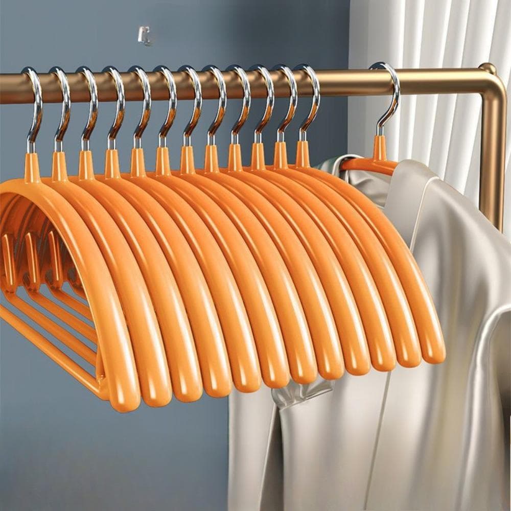 Clothes Hangers, Sweater Hangers No Shoulder Bump, Duty Coat Hangers, Non Slip PVC-Coating Metal Hangers for Sweaters, Suits, Dresses, Jackets Pack of 5 orange