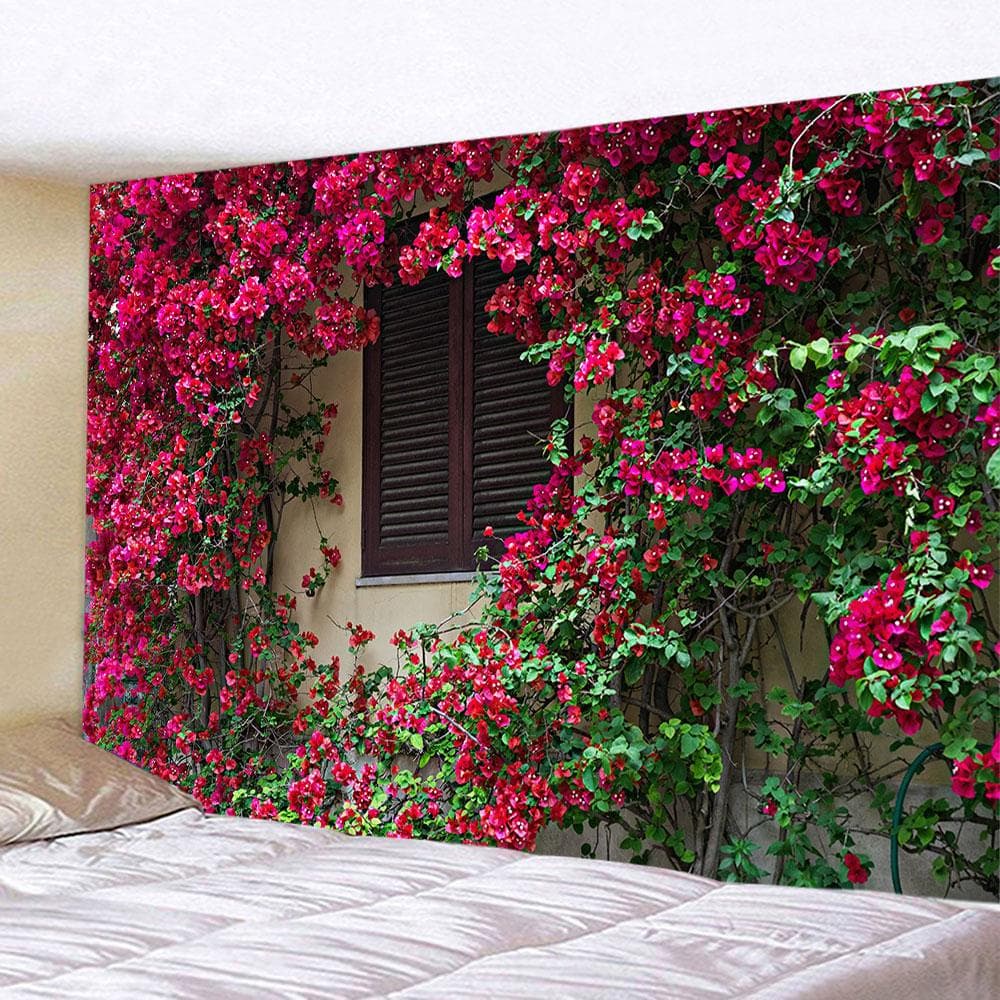 Flower wooden fence garden printing group tapestry home bedroom living room wall decoration background cloth tapestry 150x130cm
