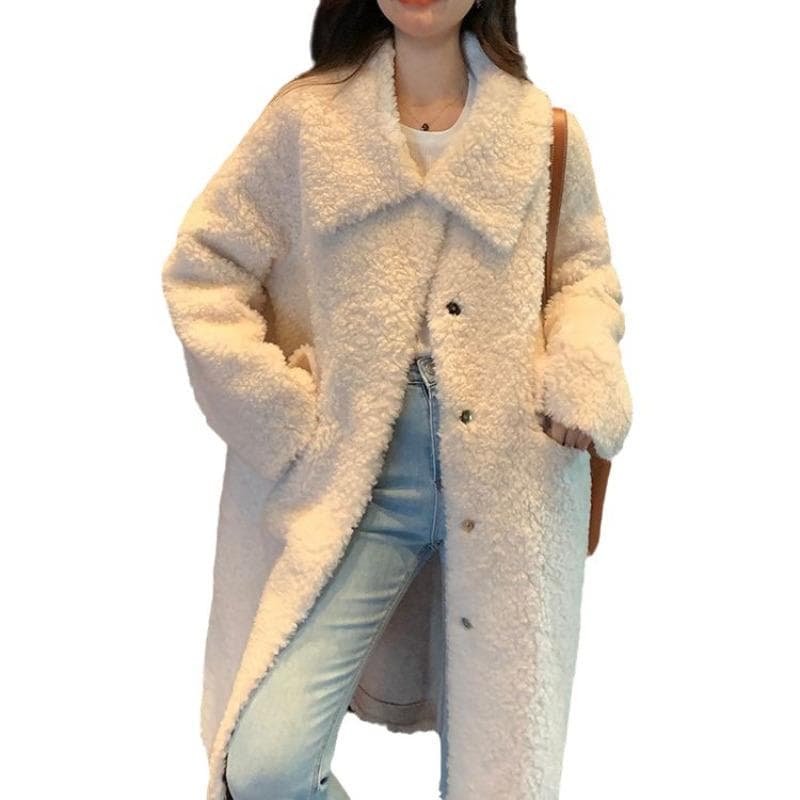 Big Lapel Lamb Fur Jacket Women's Composite Fur Long Autumn and Winter L