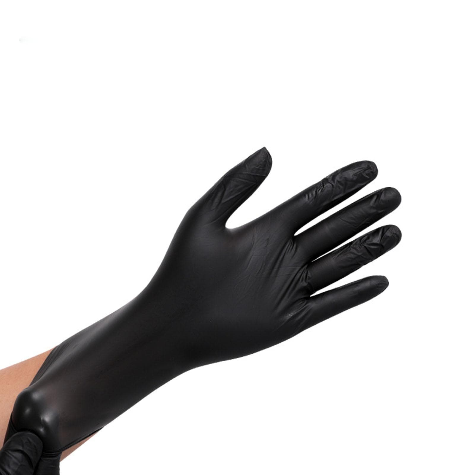 100PCS Food Gloves PVC High Elastic Protective Gloves for Cleaning Catering Black M M