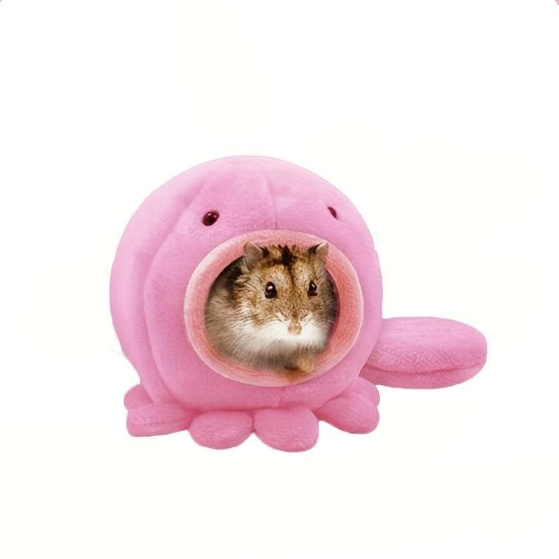 1pc Hamster Nest Hamster Supplies Winter Warm Nest Hanging House Sleeping Room Hanging House Octopus Hamster Nest pink