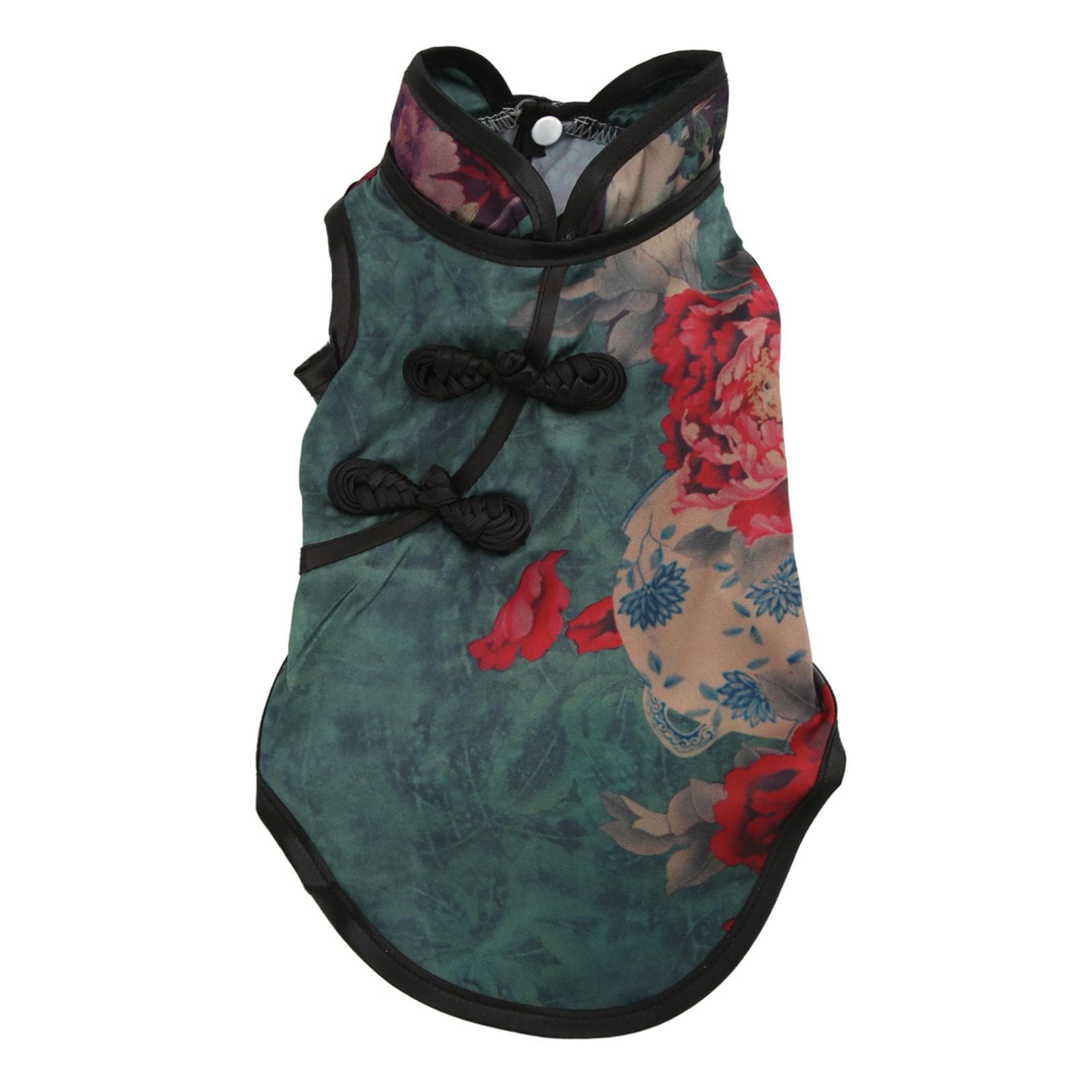 Pet Cheongsam Skirt Soft Exquisite Retro Peony Pet Chinese Style Skirt for Little Pets Rabbit M(for 4-6.5kg)