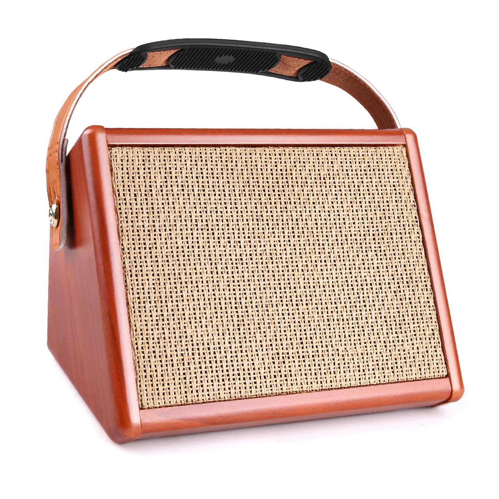 AC-15 15W Portable Acoustic Guitar Amplifier Amp BT Speaker with Microphone Input Supports brown