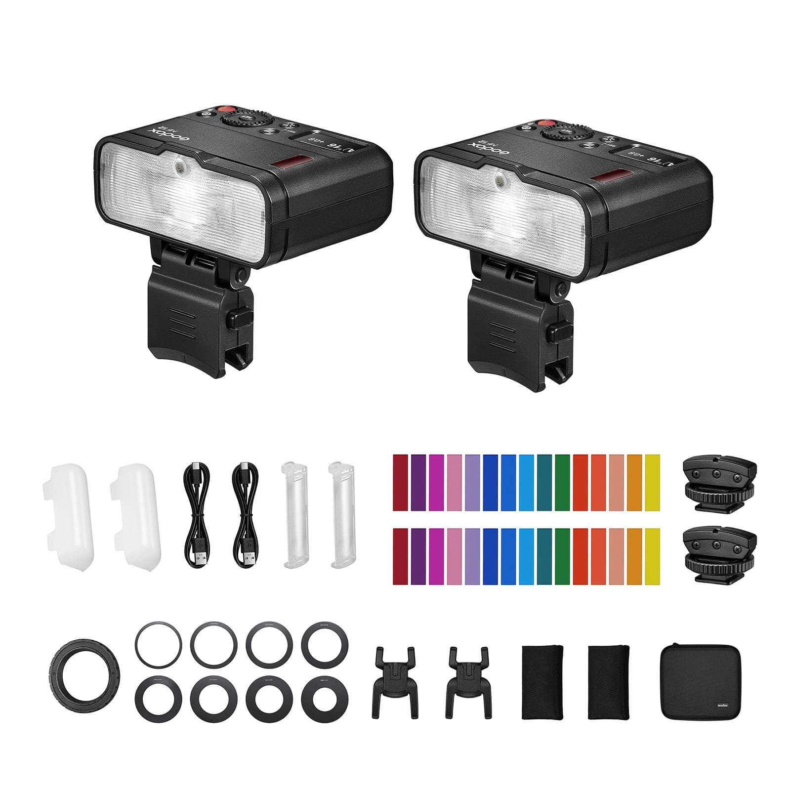 Godox MF12-K2 2PCS Macro Flash 2.4G Wireless Transmission Control Guide Number 16 TTL M Mode with black