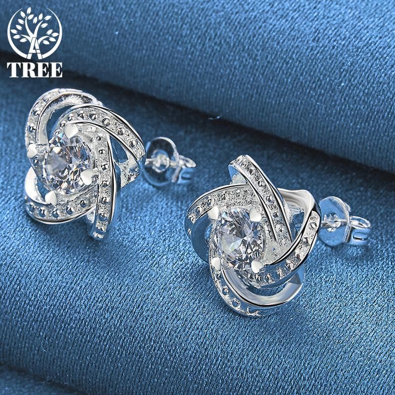 925 Sterling Silver High Quality AAA Zircon Charm Earrings Jewelry